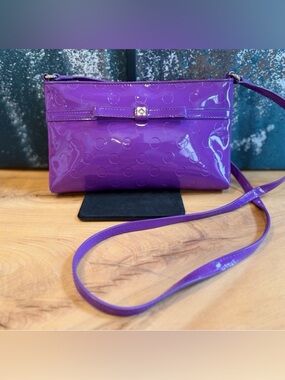 Kate Spade Camellia Street Amy Y2K Barbiecore Patent Bow Crossbody Purple (GUC)